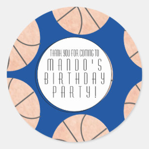 Pegatina Redonda Tema de Baloncesto Fiesta de Cumpleaños Deportes d