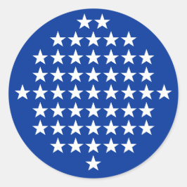 Pegatina Redonda Tema de bandera estadounidense azul con 50 estrell