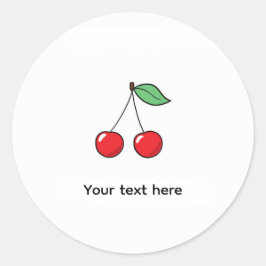 Pegatina Redonda Tema de cereza, diseño de cereza