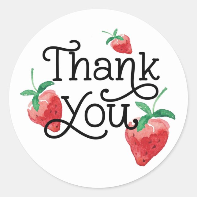 Pegatina Redonda tema de fresa, primer cumpleaños, cumpleaños de lo (Anverso)