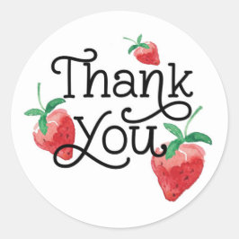 Pegatina Redonda tema de fresa, primer cumpleaños, cumpleaños de lo