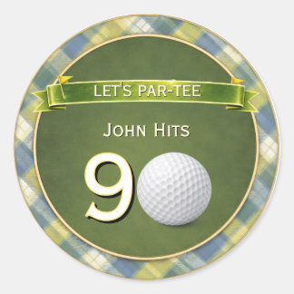 Pegatina Redonda Tema de golf / golf / cumpleaños de golfista