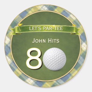 Pegatina Redonda Tema de golf / golf / cumpleaños de golfista