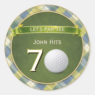 Pegatina Redonda Tema de golf / golf / golfista de cumpleaños
