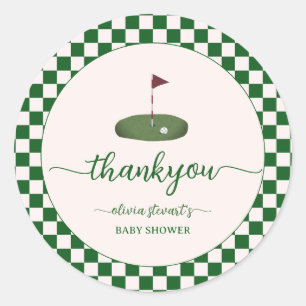 Pegatina Redonda tema de Golf Verde  agradecimiento baby shower