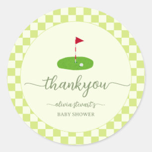 Pegatina Redonda tema de Golf Verde agradecimiento baby shower
