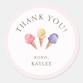 Pegatina Redonda Tema De Helado Cream Gracias