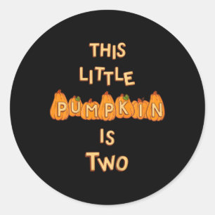 Pegatina Redonda Tema de la calabaza de cumpleaños número 2 del niñ