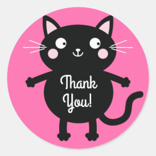 Pegatina Redonda Tema de la fiesta de cumpleaños del gato lindo Kit