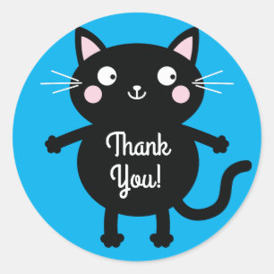 Pegatina Redonda Tema de la fiesta de cumpleaños del gato lindo Kit