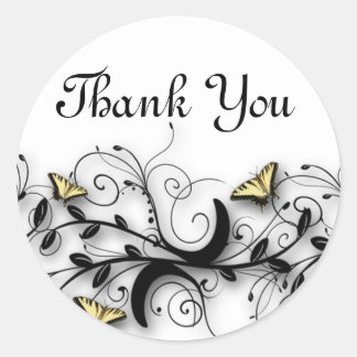 Pegatina Redonda Tema de la mariposa