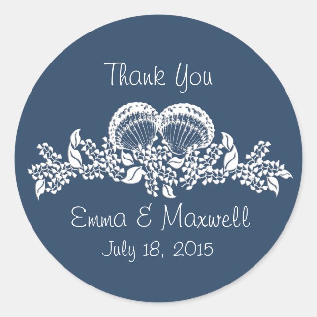 Pegatina Redonda Tema de la playa de Sea Shell Garland (Anverso)