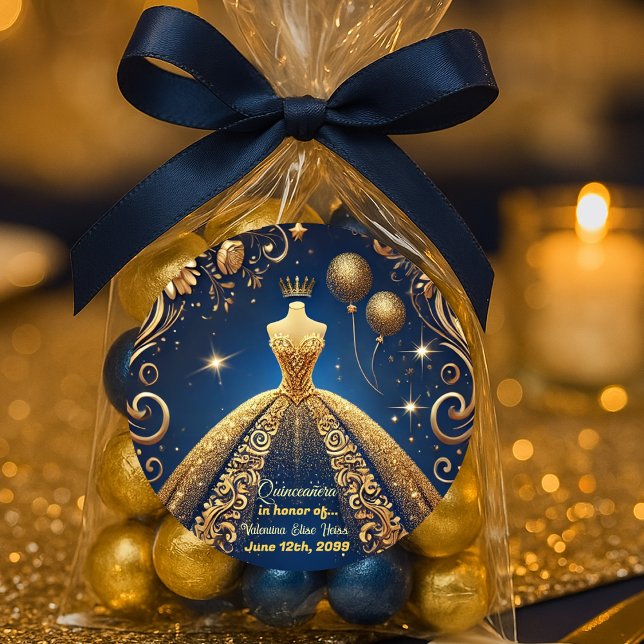 Pegatina Redonda Tema de la Real Quinceañera Gold y la Princesa de  (Subido por el creador)