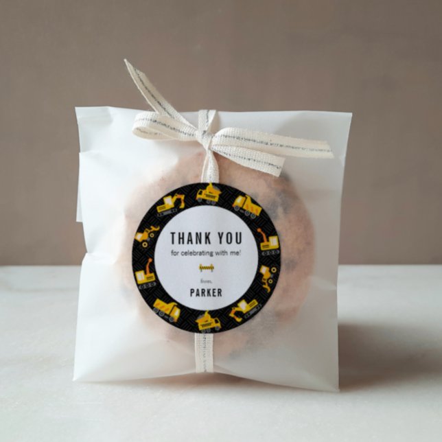 Pegatina Redonda Tema de los camiones de construcción Gracias (Subido por el creador)