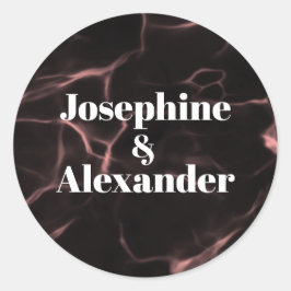 Pegatina Redonda Tema de los Marcados Rosa y Negro