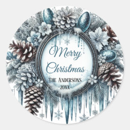 Pegatina Redonda Tema de los Navidades coloridos modernos