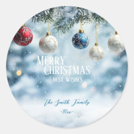 Pegatina Redonda Tema de los Navidades coloridos modernos