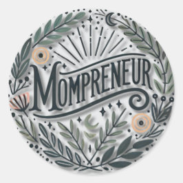 Pegatina Redonda Tema de Mompreneur