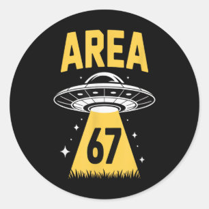 Pegatina Redonda Tema de ovni de nave espacial alienígena divertido