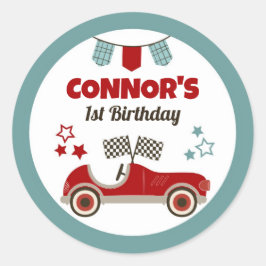 Pegatina Redonda Tema de Race Car