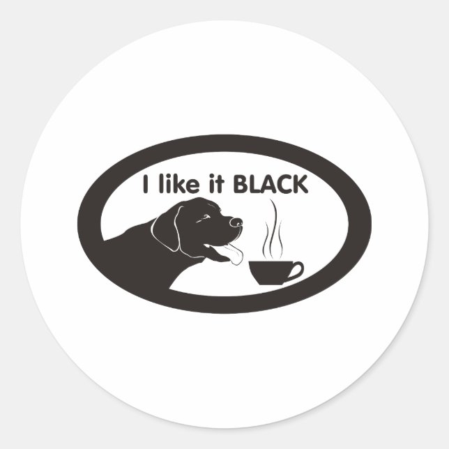 Pegatina Redonda Tema del café de Labrador Negro (Anverso)