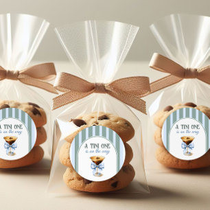 Pegatina Redonda Tema del café Espresso Martini Blue Bow Baby Showe