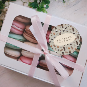 Pegatina Redonda Tema del chocolate Panadería Nombre personalizado 