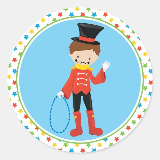 Pegatina Redonda Tema del circo | Ringmaster (Anverso)