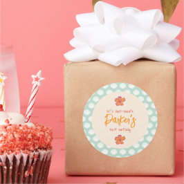 Pegatina Redonda Tema del Fiesta de la playa costera "Shell-ebració