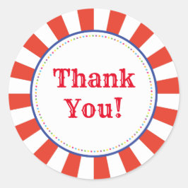 Pegatina Redonda Tema del Fiesta del primer cumpleaños de Circus Cu