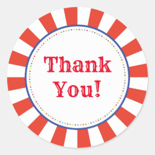 Pegatina Redonda Tema del Fiesta del primer cumpleaños de Circus Cu