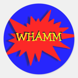 Pegatina Redonda Tema del Fiesta superhéroe azul rojo