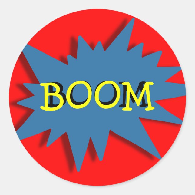 Pegatina Redonda Tema del Fiesta superhéroe azul rojo (Anverso)