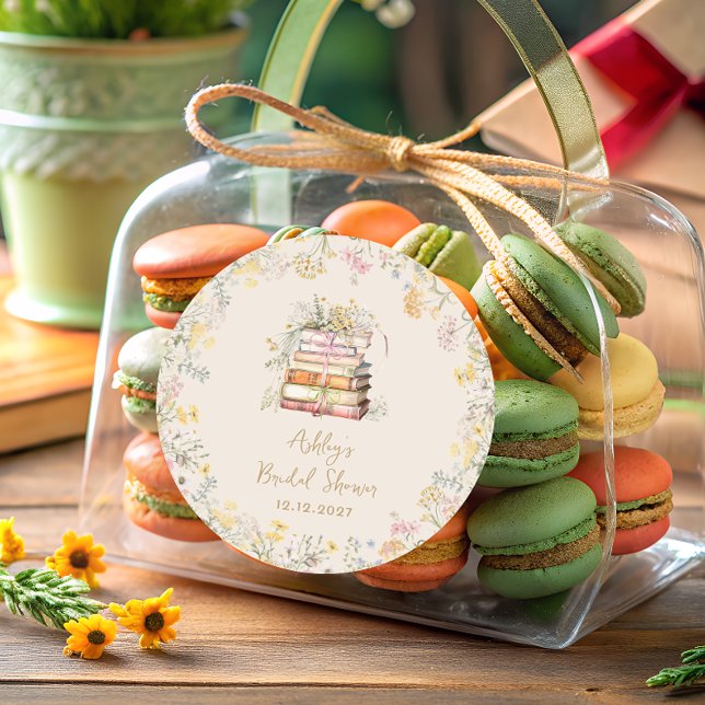 Pegatina Redonda Tema del libro Flores salvajes ducha de novia (Subido por el creador)