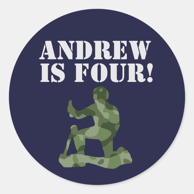 Pegatina Redonda Tema del Partido del Cumpleaños Militar (Anverso)