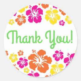 Pegatina Redonda Tema del primer cumpleaños de Aloha Cute Hawaiian