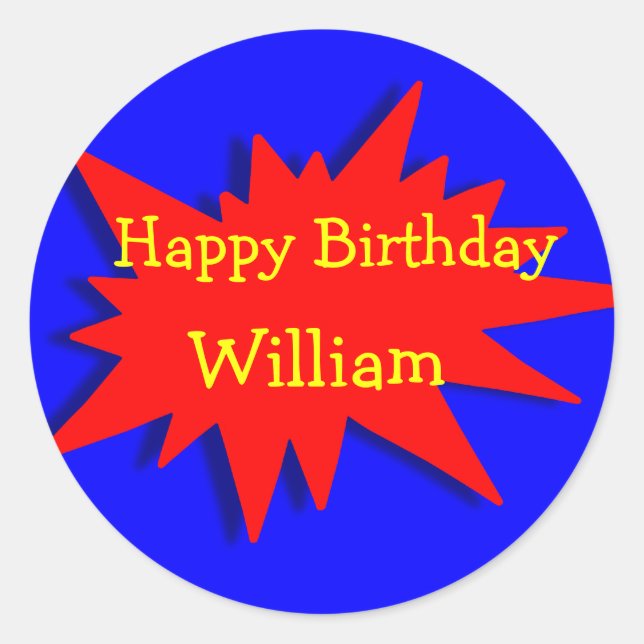 Pegatina Redonda Tema del superhéroe Fiesta Azul rojo (Anverso)