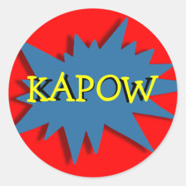 Pegatina Redonda Tema del superhéroe Fiesta Azul rojo