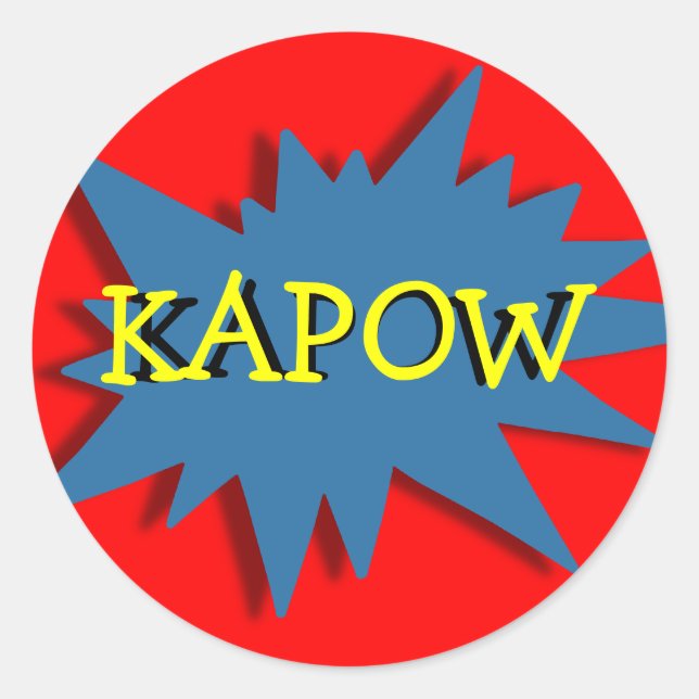 Pegatina Redonda Tema del superhéroe Fiesta Azul rojo (Anverso)