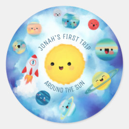Pegatina Redonda Tema espacial Cohete del espacio ultraterrestre Pr