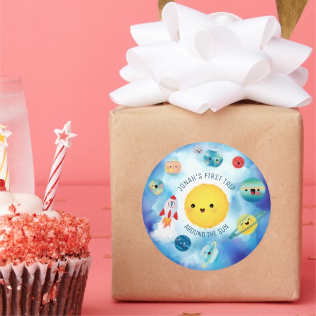 Pegatina Redonda Tema espacial Cohete del espacio ultraterrestre Pr (Fiesta)