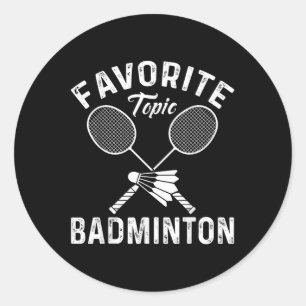 Pegatina Redonda Tema Favorito Bádminton Divertido Jugador De Depor