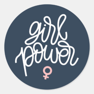 Pegatina Redonda Tema feminista "Poder Chica"