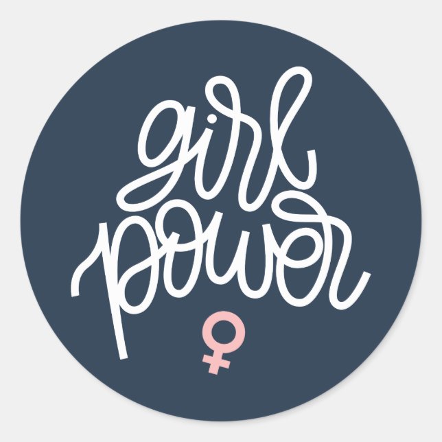 Pegatina Redonda Tema feminista "Poder Chica" (Anverso)