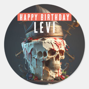 Pegatina Redonda Tema pirata Cumpleaños