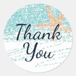 Pegatina Redonda Temática de la playa Starfish Gracias Pegatinas