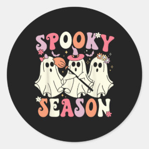 Pegatina Redonda Temblorosa temporada Halloween Ghost Costume Retro
