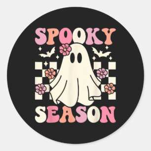 Pegatina Redonda Temblorosa temporada Halloween Ghost Costume Retro