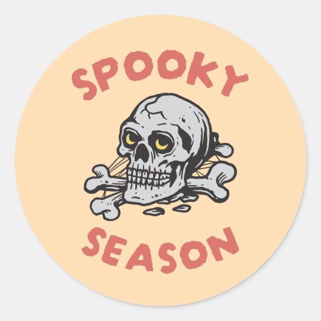 Pegatina Redonda Temblorosa temporada Scary Skull Halloween (Anverso)