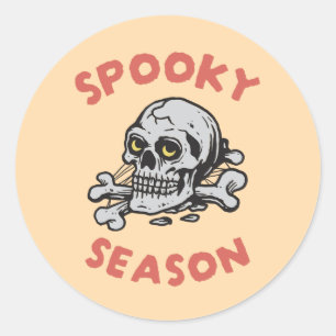 Pegatina Redonda Temblorosa temporada Scary Skull Halloween
